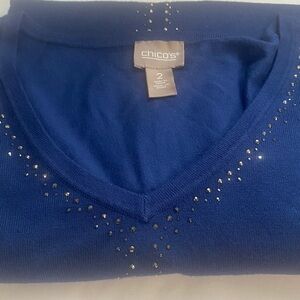 Chico's Navy Knit Top with Subtle Embellishment Size 2 XL